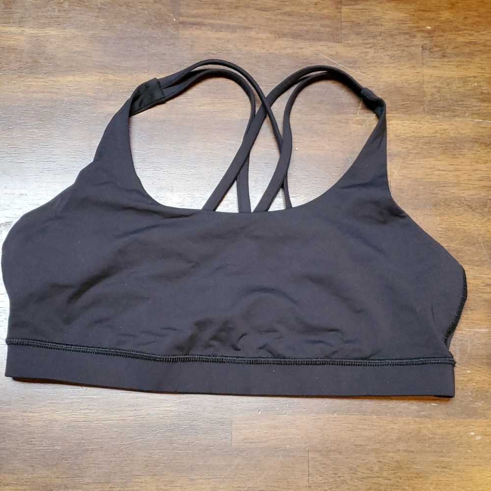 Black Lululemon strappy backed sports bra
